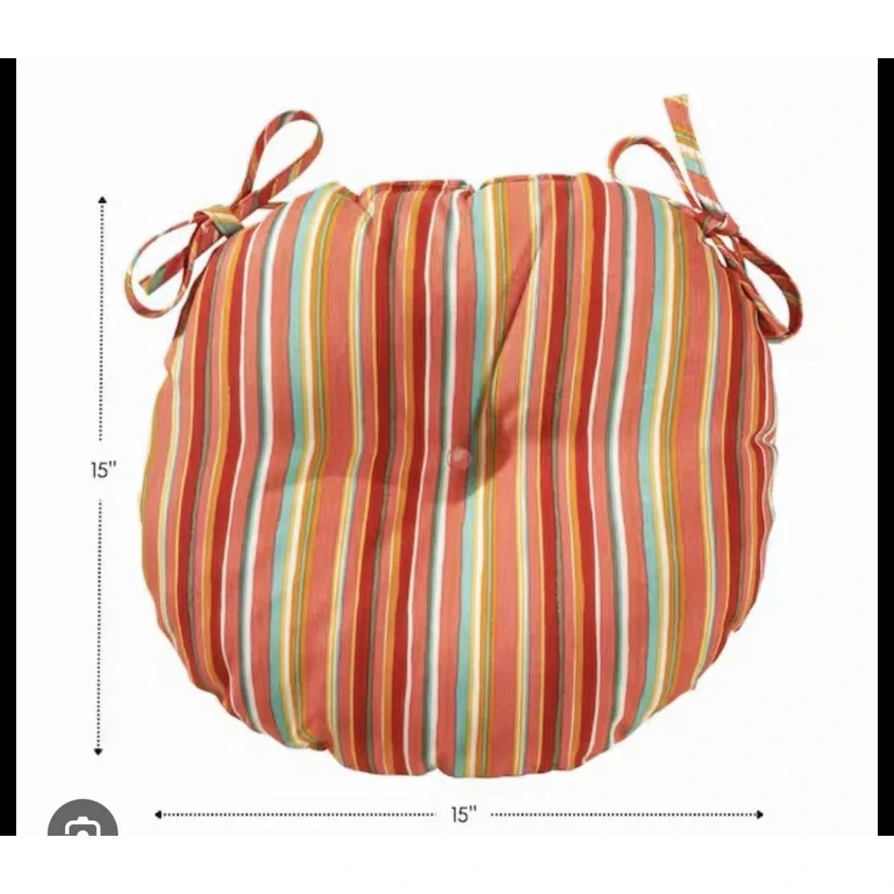 Bistro Chair Cushions Set of 4 Round Outdoor Cushions Water Resistant W/ Ties